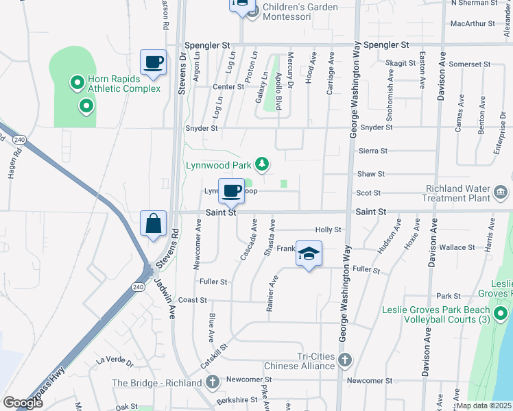 map of restaurants, bars, coffee shops, grocery stores, and more near 2190 Clearview in Richland