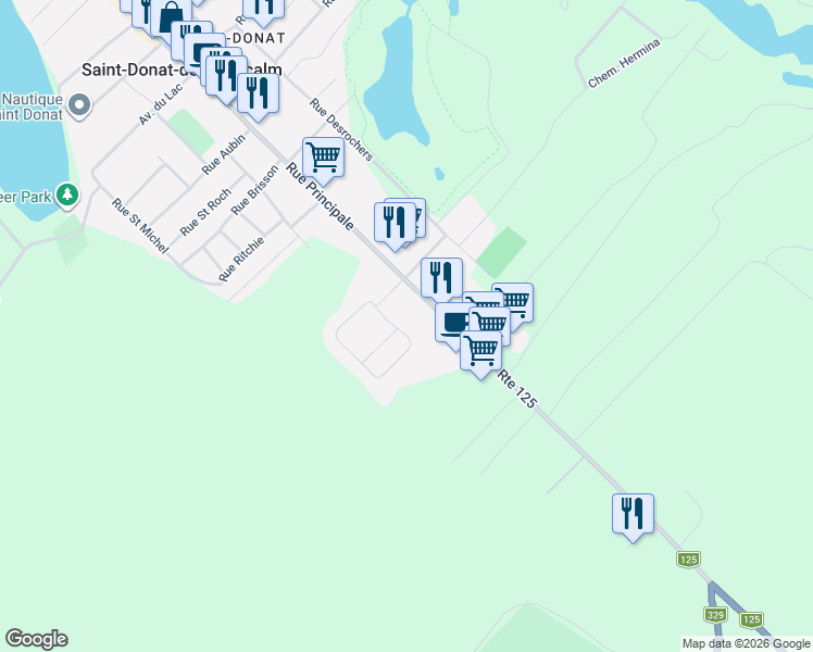 map of restaurants, bars, coffee shops, grocery stores, and more near 25 Rue des Jardins in Saint-Donat-de-Montcalm