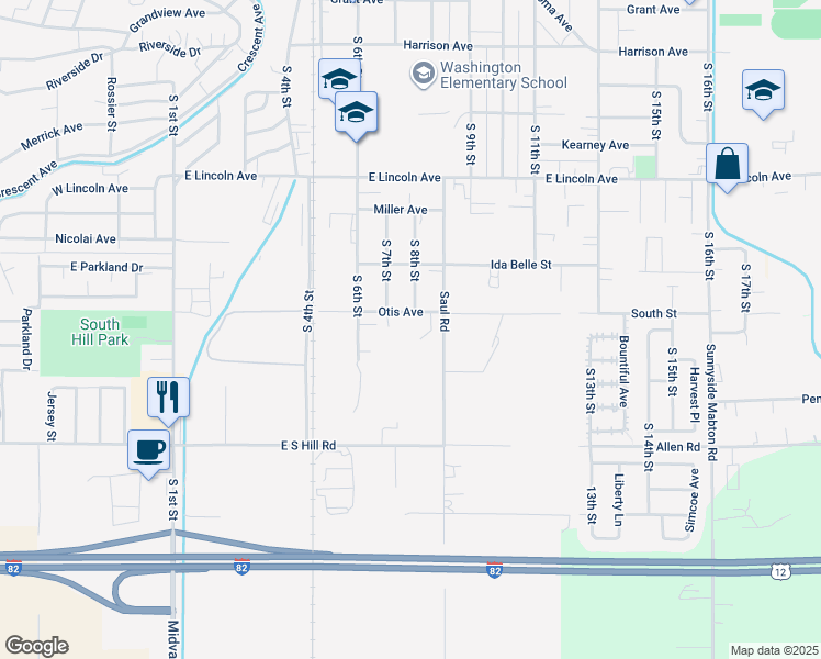 map of restaurants, bars, coffee shops, grocery stores, and more near 721 Otis Avenue in Sunnyside