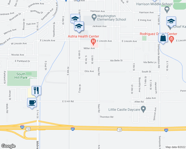 map of restaurants, bars, coffee shops, grocery stores, and more near 721 Otis Avenue in Sunnyside