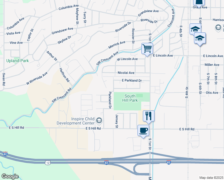 map of restaurants, bars, coffee shops, grocery stores, and more near 109-119 Parkland Drive in Sunnyside
