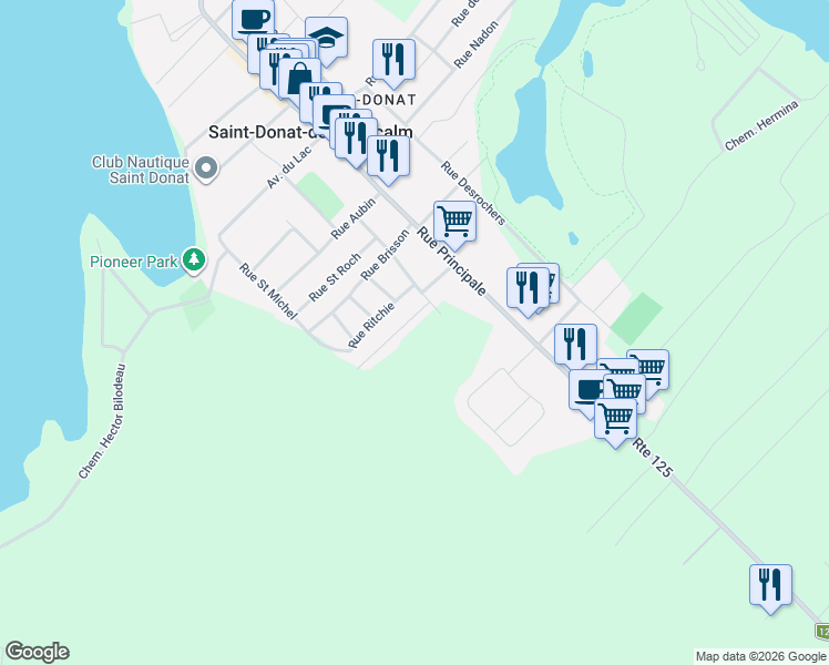 map of restaurants, bars, coffee shops, grocery stores, and more near Chemin de la Montagne in Saint-Donat-de-Montcalm