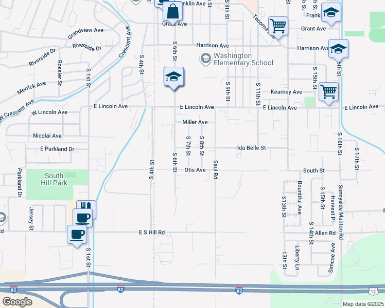 map of restaurants, bars, coffee shops, grocery stores, and more near 1413 S 7th St in Sunnyside