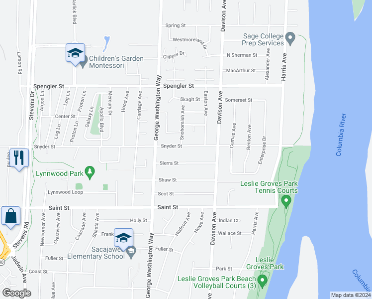 map of restaurants, bars, coffee shops, grocery stores, and more near 339 Snyder Street in Richland