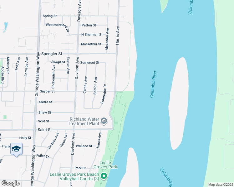 map of restaurants, bars, coffee shops, grocery stores, and more near Riverfront Trail in Richland