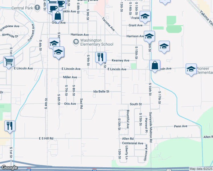map of restaurants, bars, coffee shops, grocery stores, and more near 1320 South 11th Street in Sunnyside
