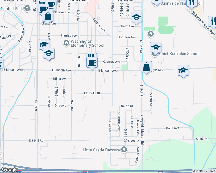 map of restaurants, bars, coffee shops, grocery stores, and more near 1215 S 13th St in Sunnyside