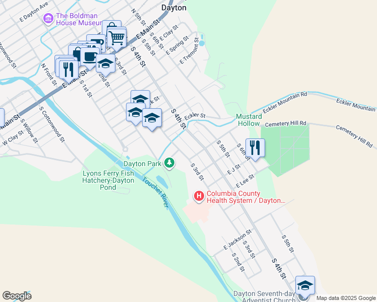 map of restaurants, bars, coffee shops, grocery stores, and more near 740 South 4th Street in Dayton