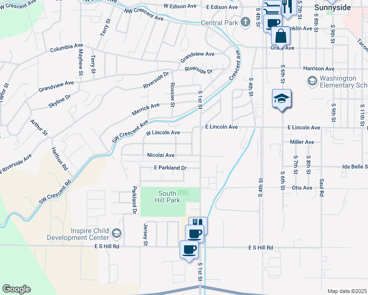 map of restaurants, bars, coffee shops, grocery stores, and more near 119 W Madison Ave in Sunnyside