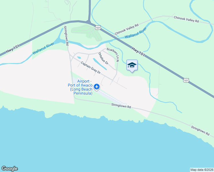 map of restaurants, bars, coffee shops, grocery stores, and more near 7204 Ortelius Drive in Ilwaco