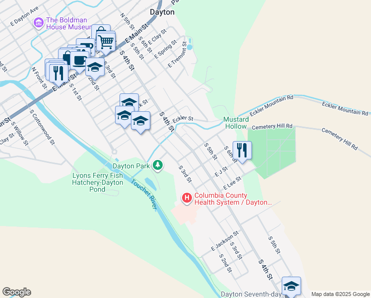 map of restaurants, bars, coffee shops, grocery stores, and more near 740 South 4th Street in Dayton