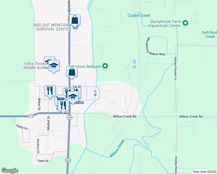 map of restaurants, bars, coffee shops, grocery stores, and more near 34 Corvallis Mobile Village in Corvallis