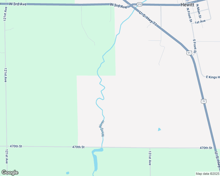 map of restaurants, bars, coffee shops, grocery stores, and more near 12960 470th Street in Hewitt
