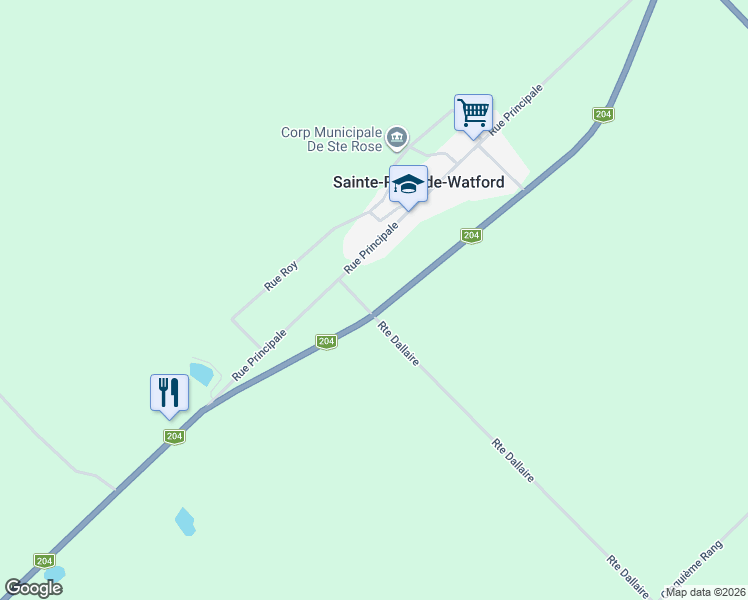 map of restaurants, bars, coffee shops, grocery stores, and more near 180 Rue Dallaire in Sainte-Rose-de-Watford