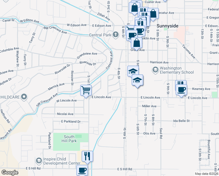 map of restaurants, bars, coffee shops, grocery stores, and more near 217 Cedar Avenue in Sunnyside