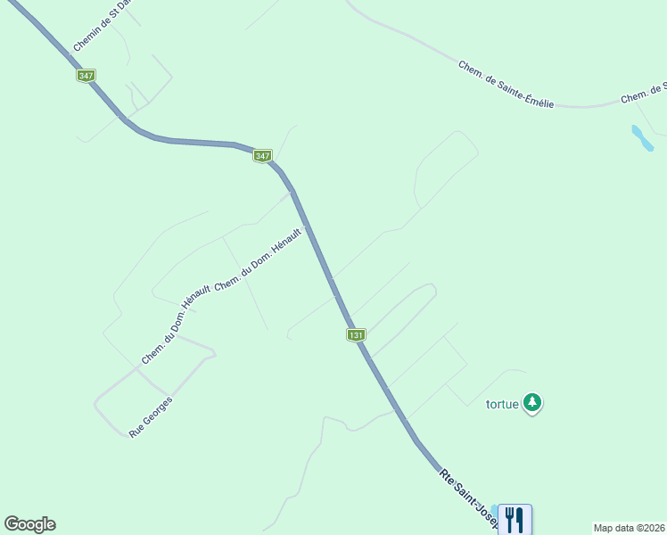 map of restaurants, bars, coffee shops, grocery stores, and more near 1297 Route Saint-Joseph in Lanaudière