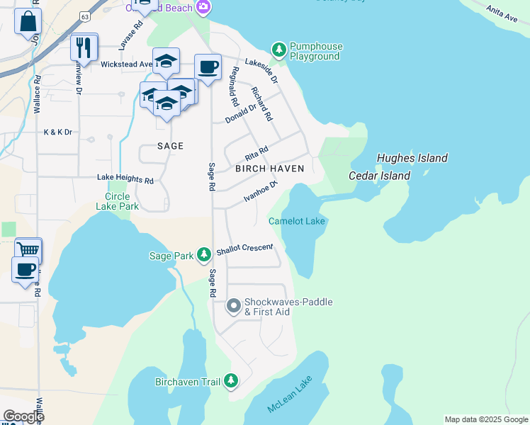 map of restaurants, bars, coffee shops, grocery stores, and more near 644 Guinevere Court in North Bay