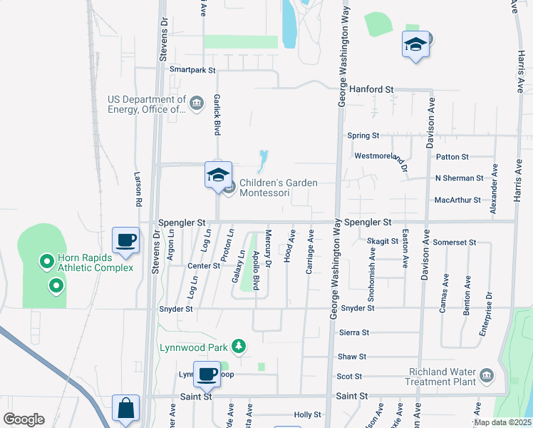 map of restaurants, bars, coffee shops, grocery stores, and more near 622 Spengler Street in Richland