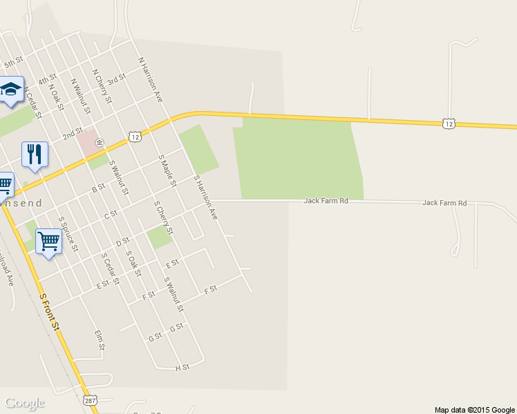 map of restaurants, bars, coffee shops, grocery stores, and more near 20 Jack Farm Road in Townsend