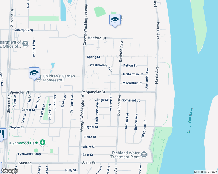 map of restaurants, bars, coffee shops, grocery stores, and more near 353 Driftwood Court in Richland