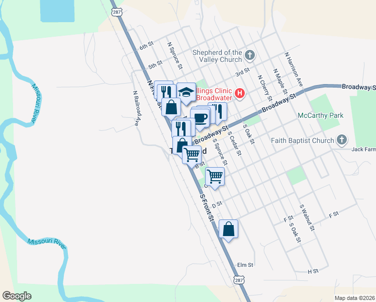 map of restaurants, bars, coffee shops, grocery stores, and more near in Townsend