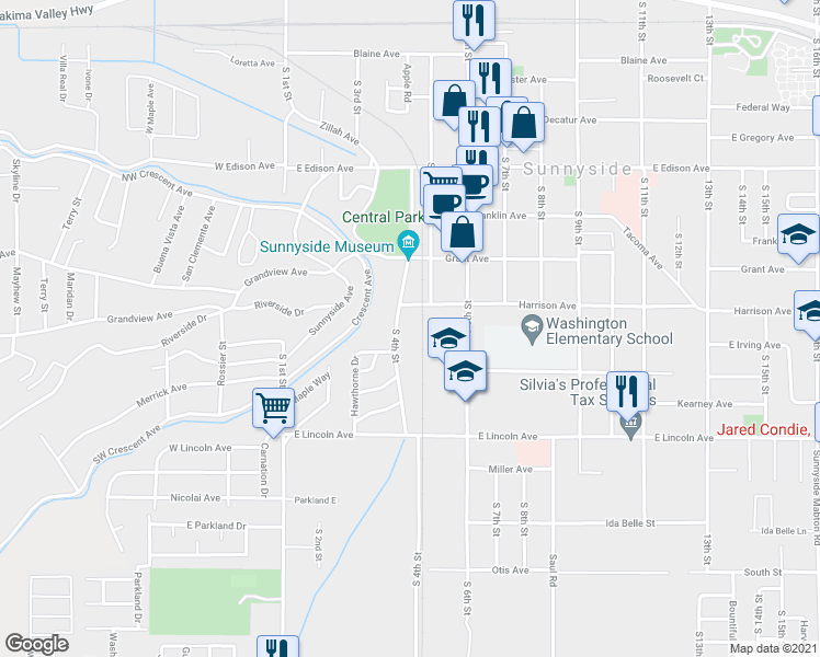 map of restaurants, bars, coffee shops, grocery stores, and more near 808 South 4th Street in Sunnyside