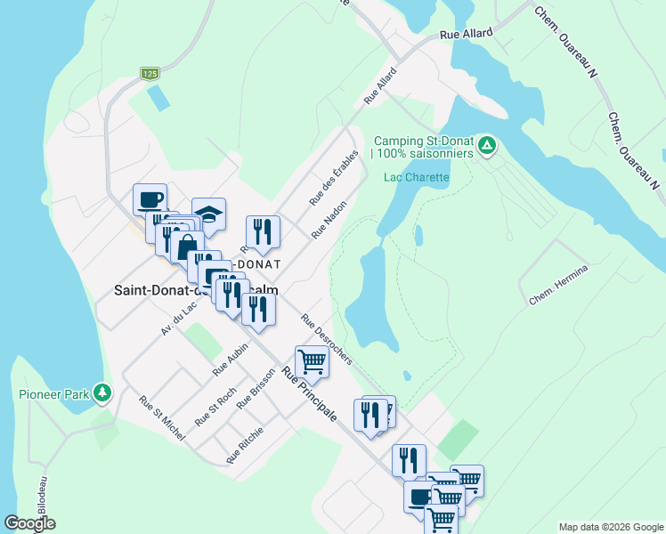 map of restaurants, bars, coffee shops, grocery stores, and more near 24 Chemin Charrette in Saint-Donat-de-Montcalm