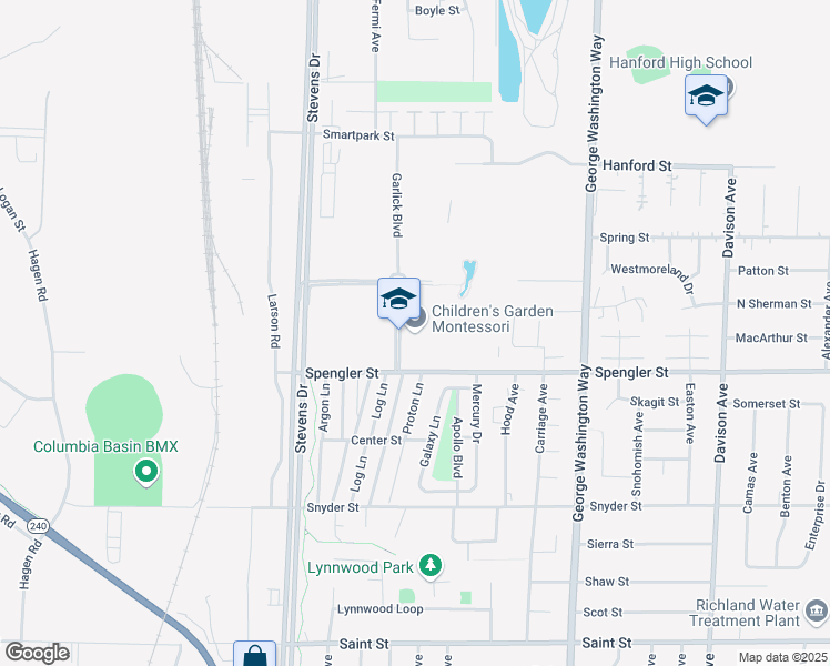 map of restaurants, bars, coffee shops, grocery stores, and more near 2440 Garlick Boulevard in Richland