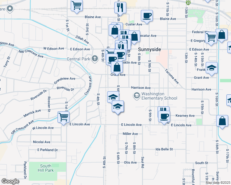 map of restaurants, bars, coffee shops, grocery stores, and more near 515 Harrison Avenue in Sunnyside