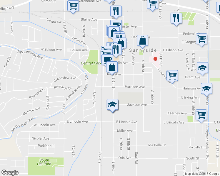 map of restaurants, bars, coffee shops, grocery stores, and more near 515 Harrison Avenue in Sunnyside