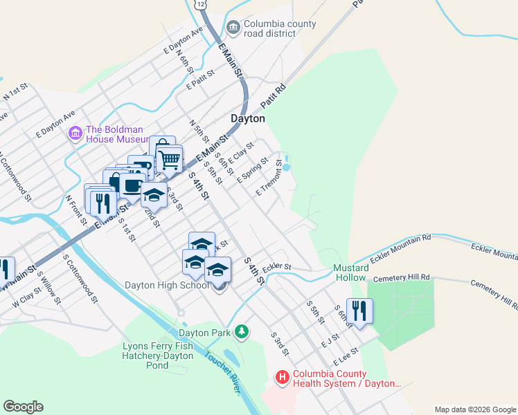 map of restaurants, bars, coffee shops, grocery stores, and more near 498 South 6th Street in Dayton