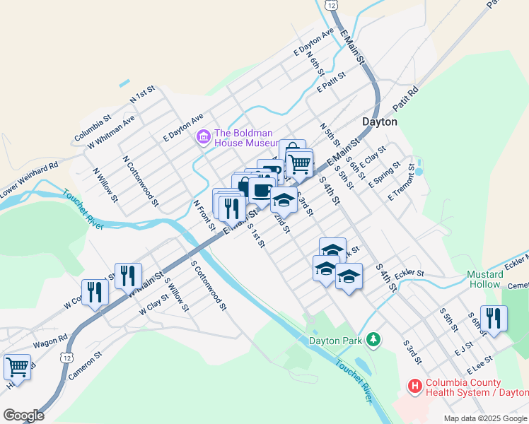 map of restaurants, bars, coffee shops, grocery stores, and more near 270 East Main Street in Dayton