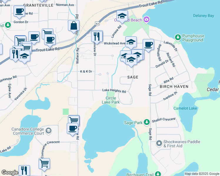 map of restaurants, bars, coffee shops, grocery stores, and more near 4 Sovereign Drive in North Bay