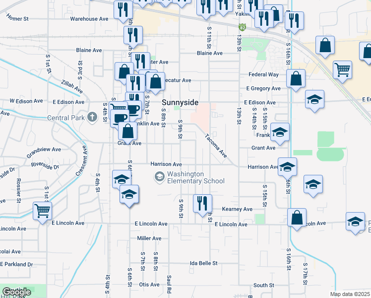 map of restaurants, bars, coffee shops, grocery stores, and more near 918-920 E Grant Ave in Sunnyside
