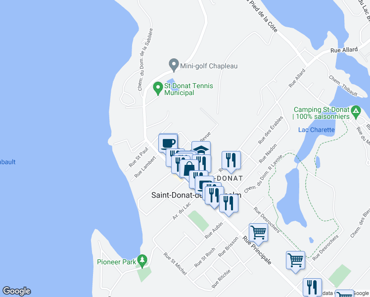 map of restaurants, bars, coffee shops, grocery stores, and more near 371 Rue du Collège in Saint-Donat-de-Montcalm