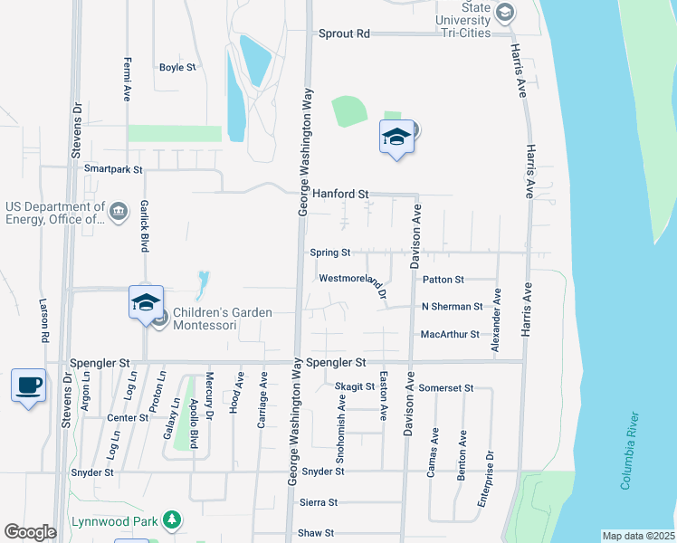 map of restaurants, bars, coffee shops, grocery stores, and more near 358 Westmoreland Drive in Richland