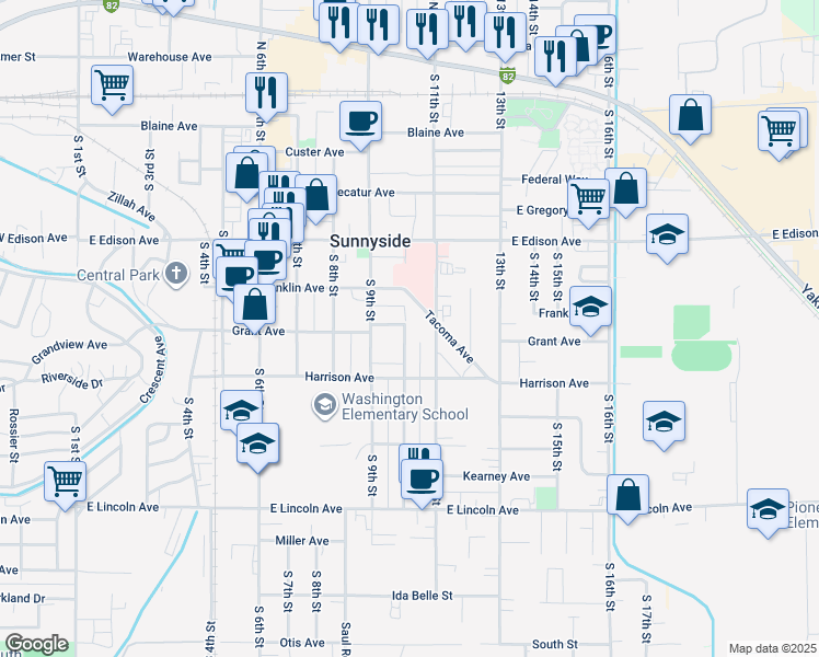 map of restaurants, bars, coffee shops, grocery stores, and more near 918-920 E Grant Ave in Sunnyside