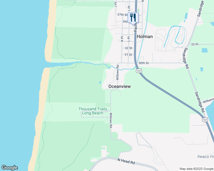 map of restaurants, bars, coffee shops, grocery stores, and more near 2801 Willows Road in Seaview