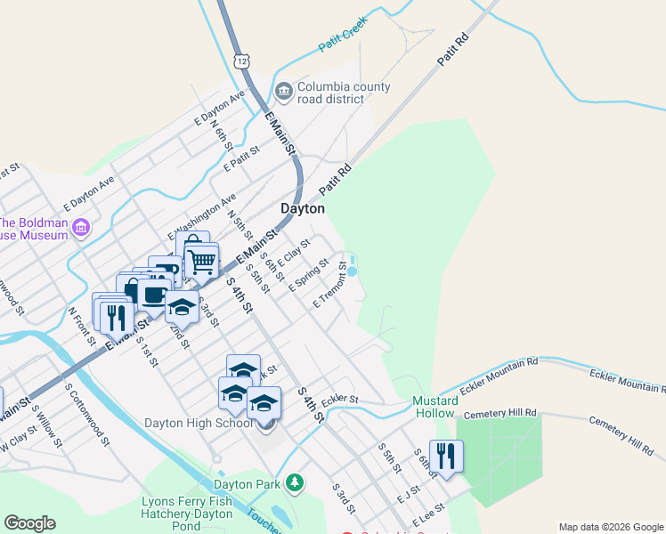 map of restaurants, bars, coffee shops, grocery stores, and more near 800-816 East Tremont Street in Dayton