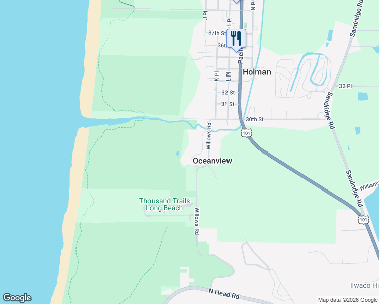 map of restaurants, bars, coffee shops, grocery stores, and more near 2801 Willows Road in Seaview