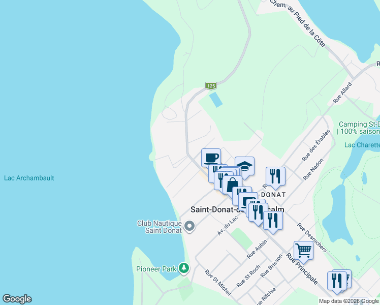 map of restaurants, bars, coffee shops, grocery stores, and more near 289 Rue Principale in Saint-Donat-de-Montcalm