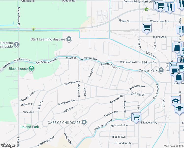 map of restaurants, bars, coffee shops, grocery stores, and more near 535 Terry St in Sunnyside