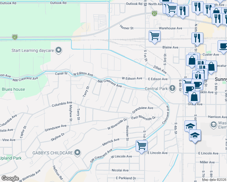 map of restaurants, bars, coffee shops, grocery stores, and more near 610 Buena Vista Avenue in Sunnyside