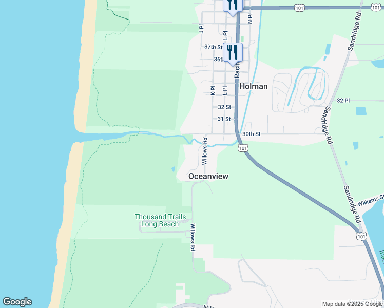 map of restaurants, bars, coffee shops, grocery stores, and more near 2815 Willows Road in Seaview