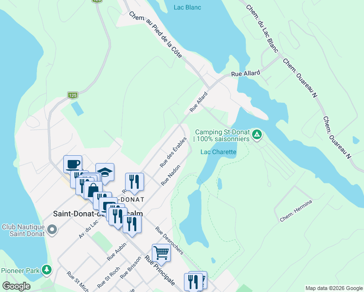 map of restaurants, bars, coffee shops, grocery stores, and more near 603 Rue des Érables in Saint-Donat-de-Montcalm
