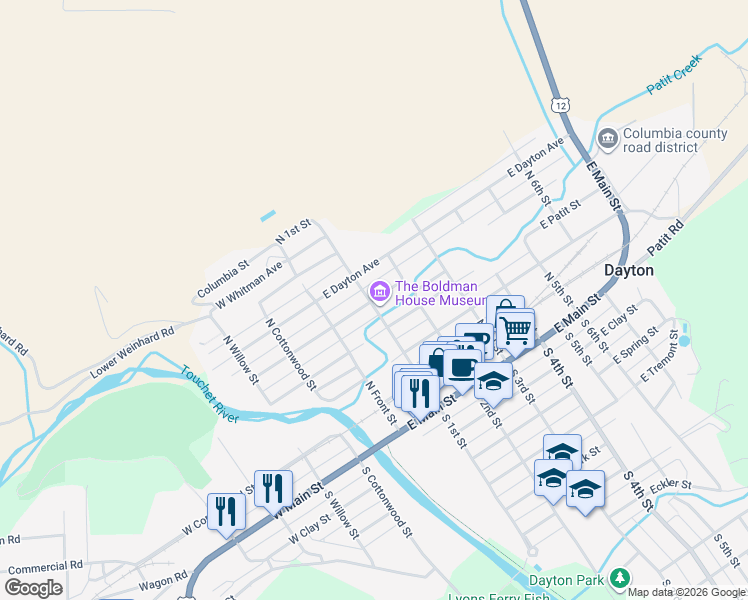 map of restaurants, bars, coffee shops, grocery stores, and more near 212 East Richmond Avenue in Dayton