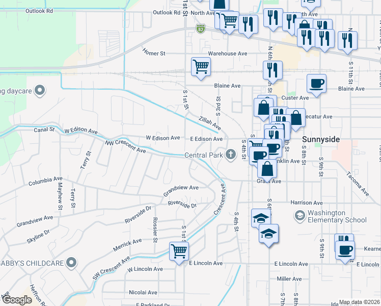 map of restaurants, bars, coffee shops, grocery stores, and more near 517 Stackhouse Ave in Sunnyside