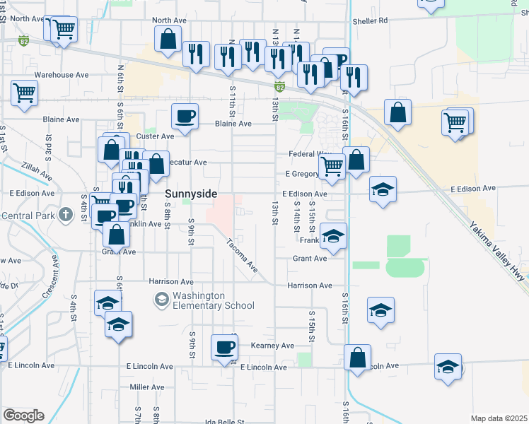 map of restaurants, bars, coffee shops, grocery stores, and more near 519 South 13th Street in Sunnyside