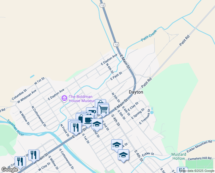 map of restaurants, bars, coffee shops, grocery stores, and more near N 5th St in Dayton