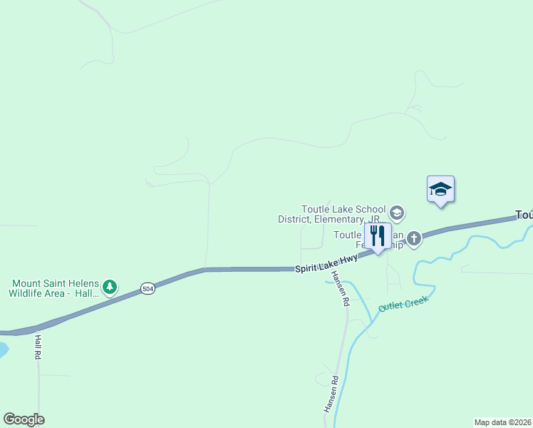 map of restaurants, bars, coffee shops, grocery stores, and more near 4842 Spirit Lake Highway in Silver Lake